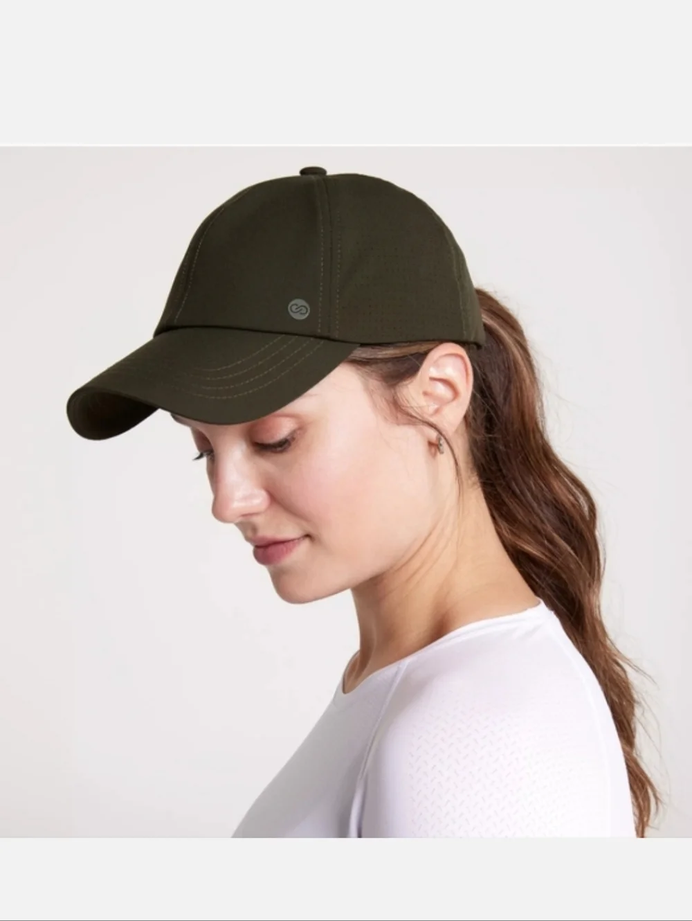 CALIA Deep Green Crossback Ponytail Messy Bun Performance Hat - NWT